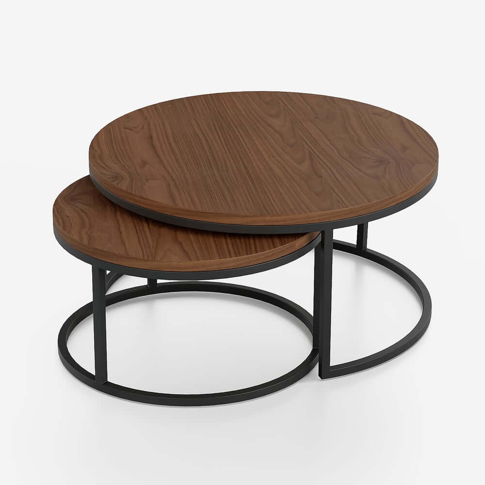 Modern Nesting Coffee Table Set With Water-Ripple Glass