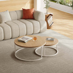 Modern Nesting Coffee Table Set With Water-Ripple Glass