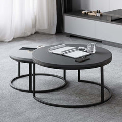 Modern Nesting Coffee Table Set With Water-Ripple Glass