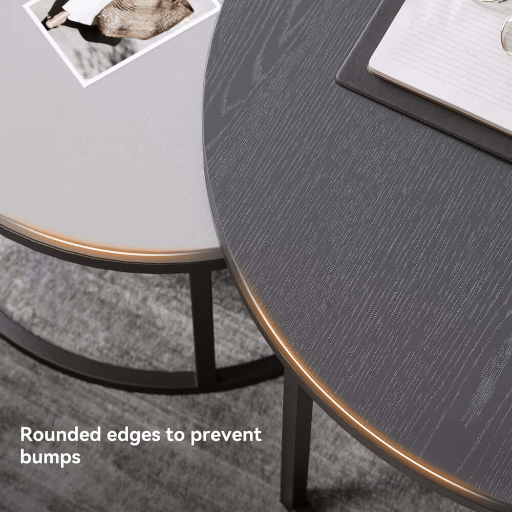 Modern Nesting Coffee Table Set With Water-Ripple Glass
