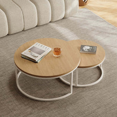 Modern Nesting Coffee Table Set With Water-Ripple Glass