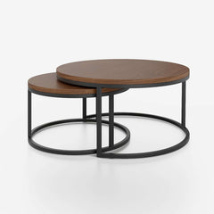 Modern Nesting Coffee Table Set With Water-Ripple Glass