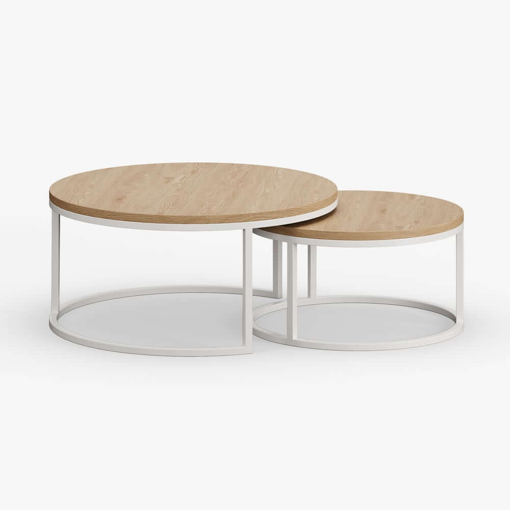 Modern Nesting Coffee Table Set With Water-Ripple Glass