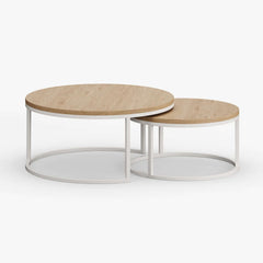 Modern Nesting Coffee Table Set With Water-Ripple Glass