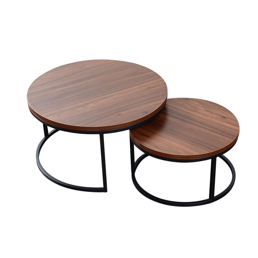 Modern Nesting Coffee Table Set With Water-Ripple Glass