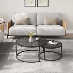 Modern Nesting Coffee Table Set With Water-Ripple Glass