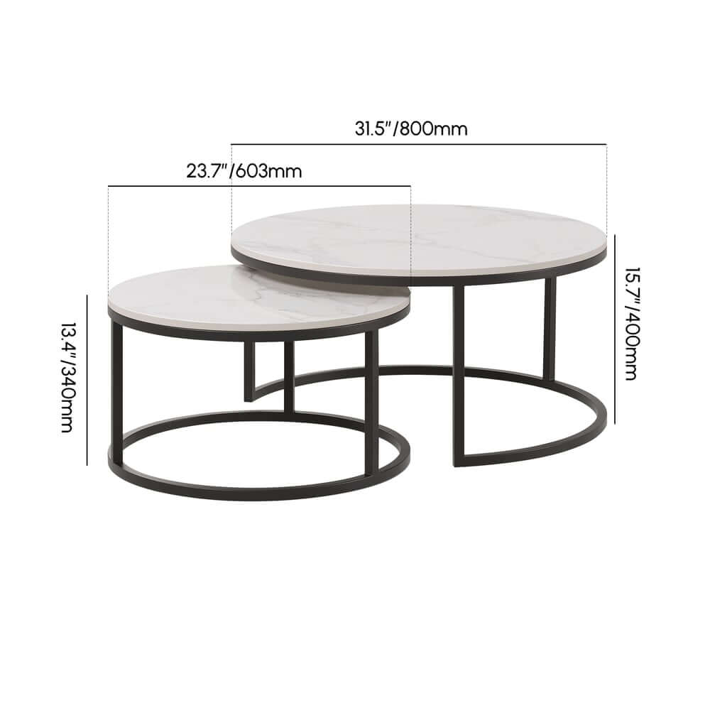 Modern Nesting Coffee Table Set With Water-Ripple Glass Dimensions