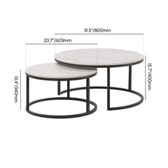 Modern Nesting Coffee Table Set With Water-Ripple Glass Dimensions