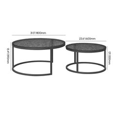 Modern Nesting Coffee Table Set With Water-Ripple Glass Dimensions