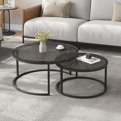 Modern Nesting Coffee Table Set With Water-Ripple Glass Main Product Image