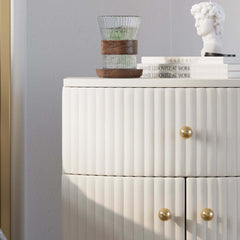 Modern Off-White Bedroom Set with Gold Accents and Storage