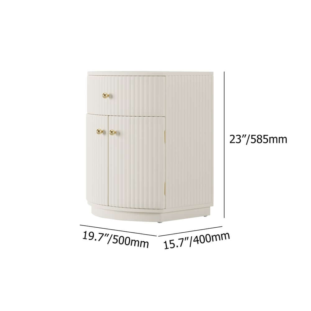 Modern Off-White Bedroom Set with Gold Accents and Storage Dimensions