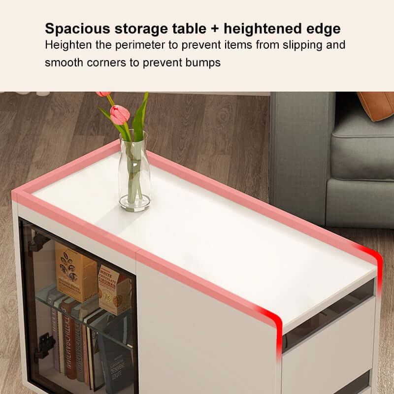 Modern Off White Coffee Table With Wheels