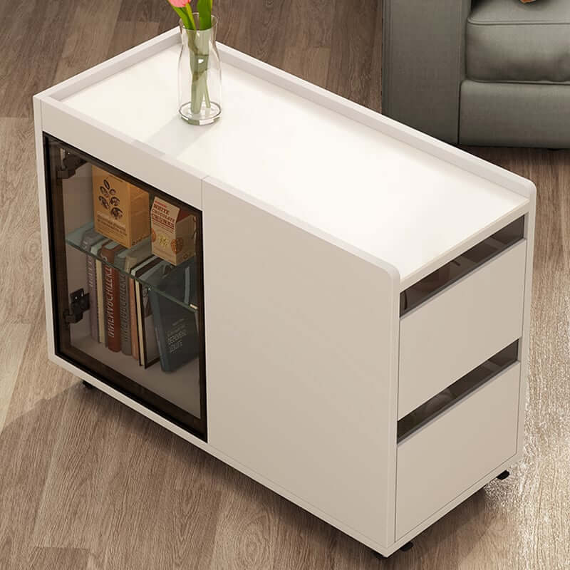 Modern Off White Coffee Table With Wheels