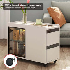 Modern Off White Coffee Table With Wheels