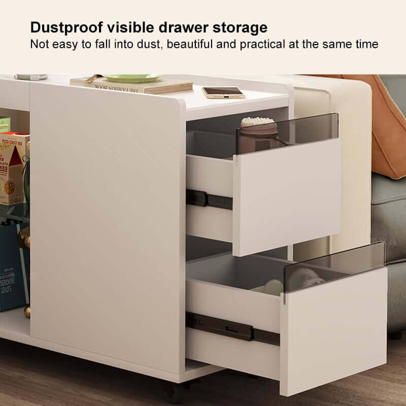 Modern Off White Coffee Table With Wheels