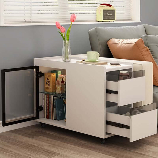 Modern Off White Coffee Table With Wheels