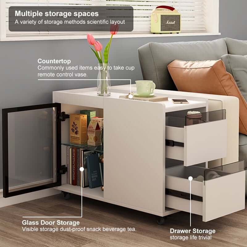 Modern Off White Coffee Table With Wheels