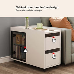 Modern Off White Coffee Table With Wheels