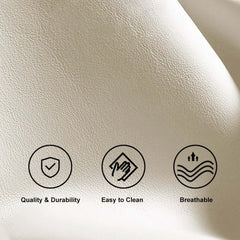 Modern Off-White Faux Leather Nightstand With Drawers