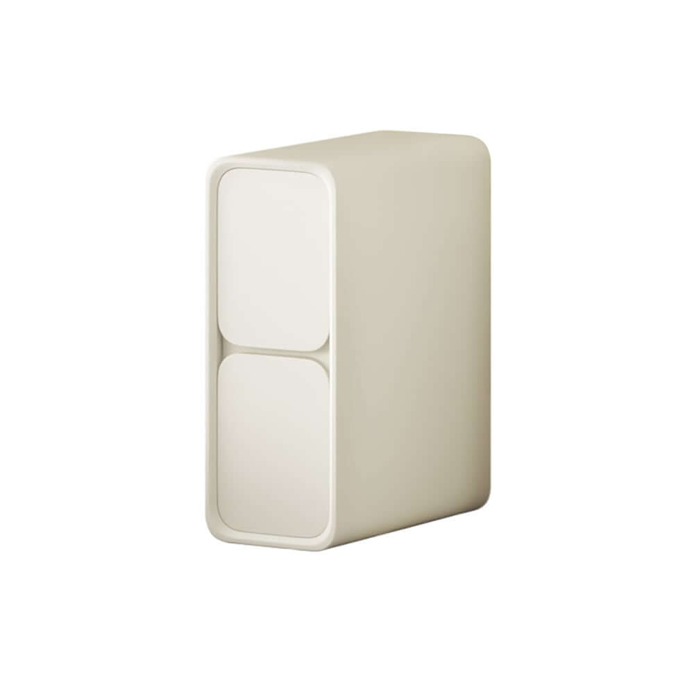 Modern Off-White Faux Leather Nightstand With Drawers