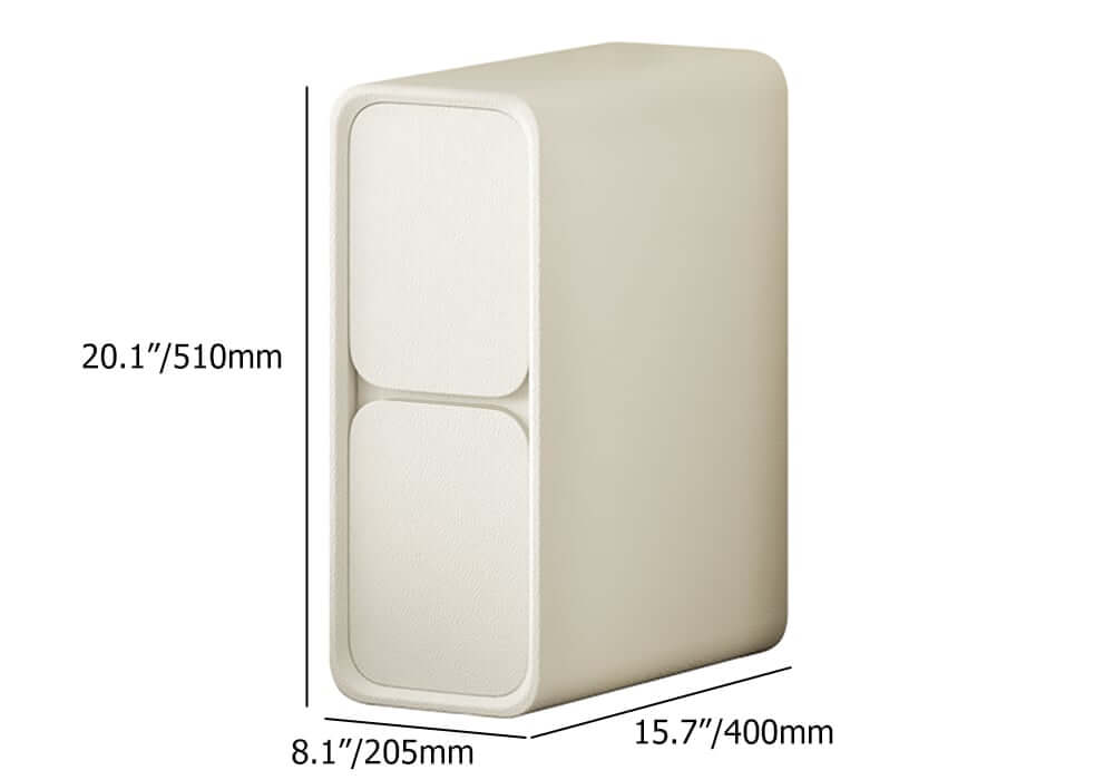 Modern Off-White Faux Leather Nightstand With Drawers Dimensions