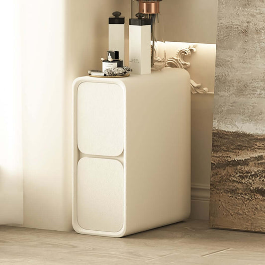 Modern Off-White Faux Leather Nightstand With Drawers Main Product Image