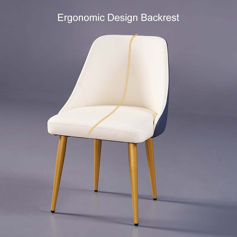 Modern Off-White Faux Leather Side Chair With Gold Legs