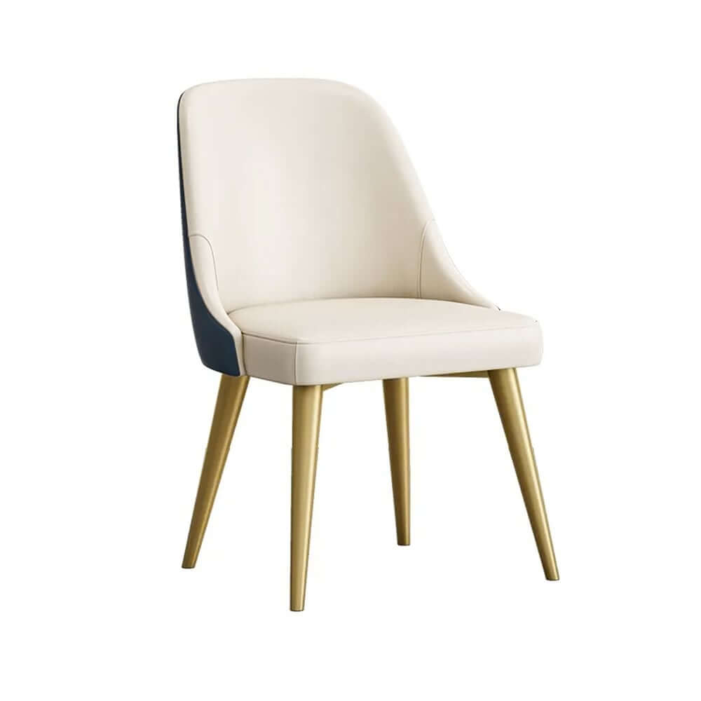 Modern Off-White Faux Leather Side Chair With Gold Legs
