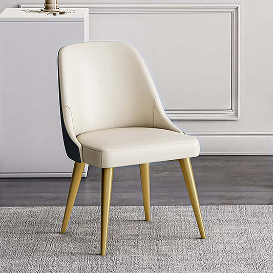 Modern Off-White Faux Leather Side Chair With Gold Legs Main Product Image