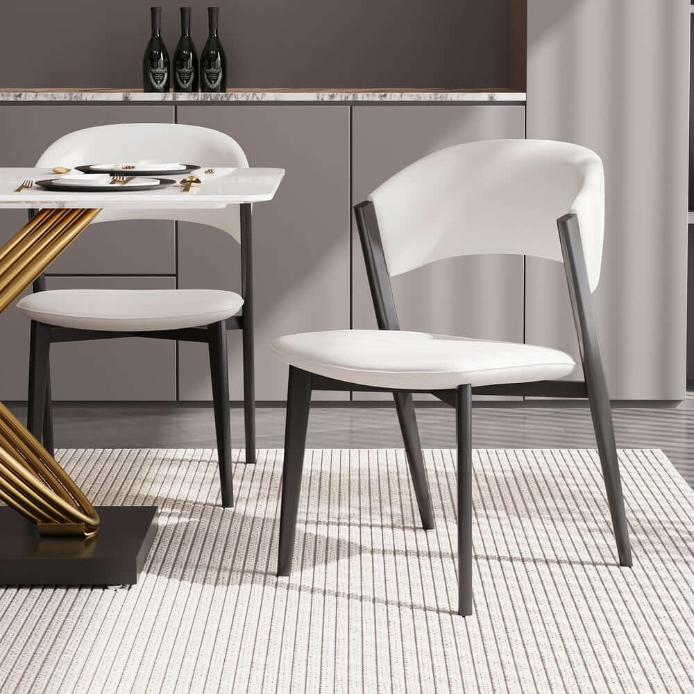 Modern Off-White Metal Frame Dining Chairs Set of 2 Main Product Image