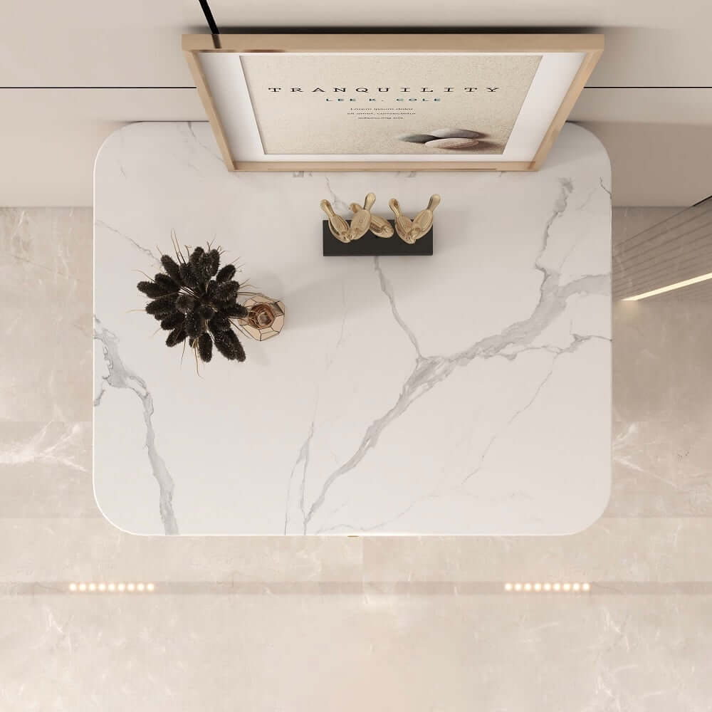 Modern Off White Sintered Stone Chest with Drawers