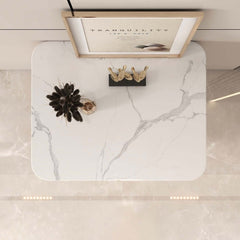 Modern Off White Sintered Stone Chest with Drawers