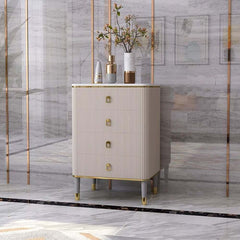 Modern Off White Sintered Stone Chest with Drawers