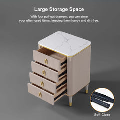 Modern Off White Sintered Stone Chest with Drawers