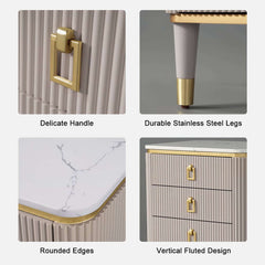 Modern Off White Sintered Stone Chest with Drawers