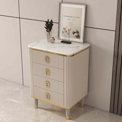 Modern Off White Sintered Stone Chest with Drawers