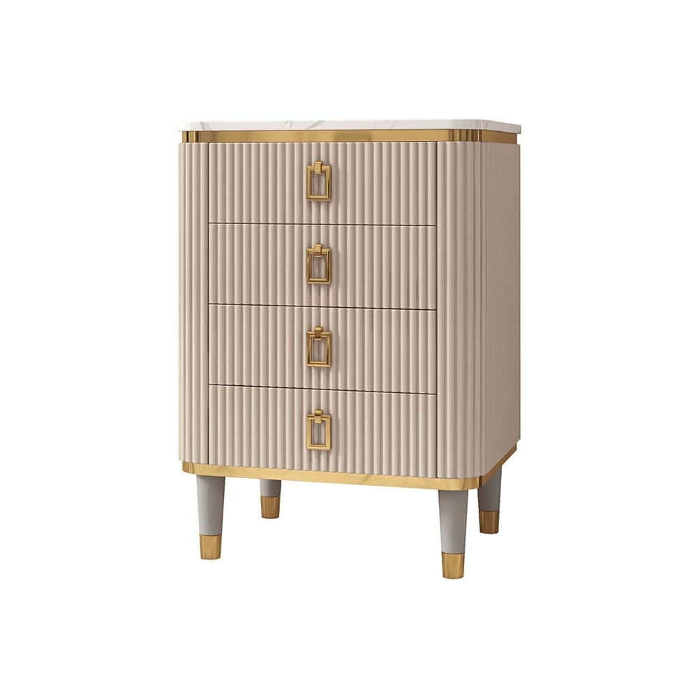 Modern Off White Sintered Stone Chest with Drawers