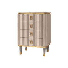 Modern Off White Sintered Stone Chest with Drawers