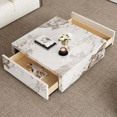Modern Off-White Sintered Stone Coffee Table With Drawers