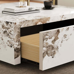 Modern Off-White Sintered Stone Coffee Table With Drawers