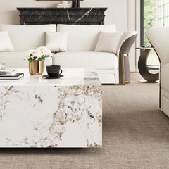 Modern Off-White Sintered Stone Coffee Table With Drawers