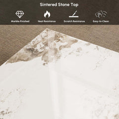 Modern Off-White Sintered Stone Coffee Table With Drawers