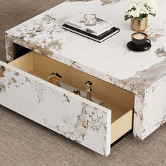 Modern Off-White Sintered Stone Coffee Table With Drawers