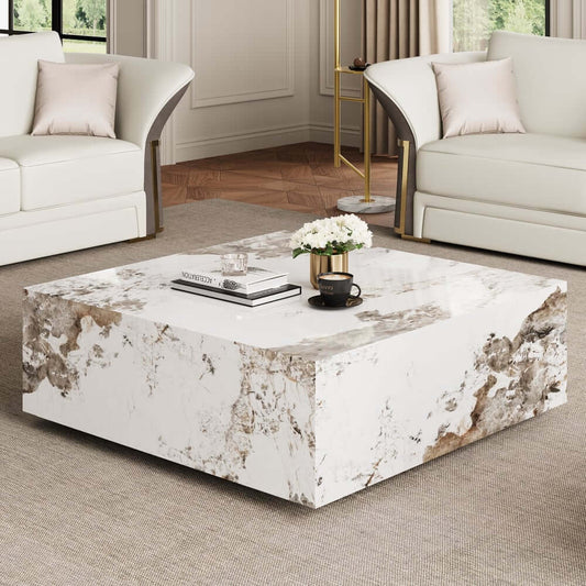 Modern Off-White Sintered Stone Coffee Table With Drawers Main Product Image