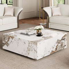 Modern Off-White Sintered Stone Coffee Table With Drawers Main Product Image