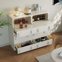 Modern Off-White TV Stand For 80"+ TVs With Doors