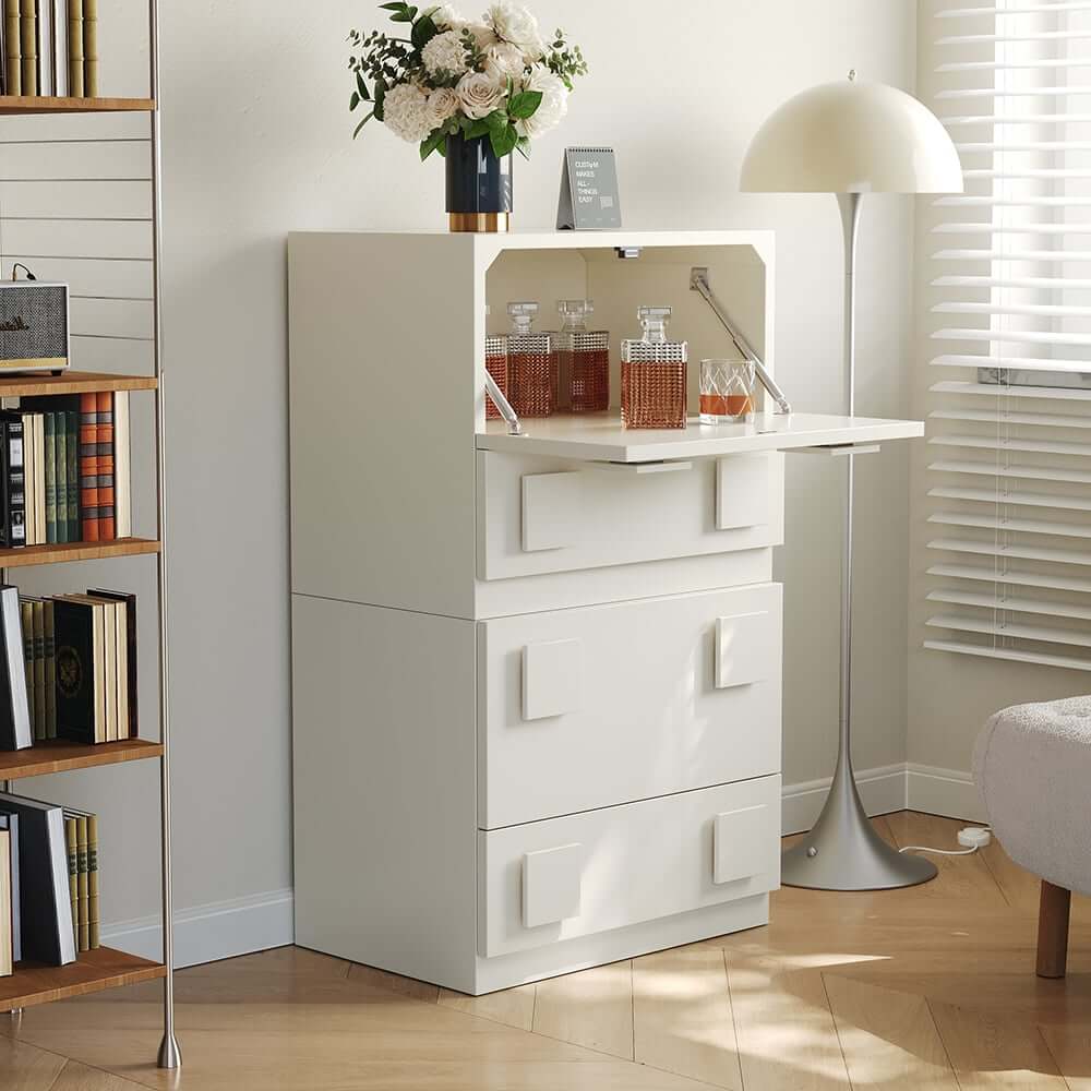 Modern Off-White TV Stand For 80"+ TVs With Doors