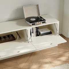 Modern Off-White TV Stand For 80"+ TVs With Doors