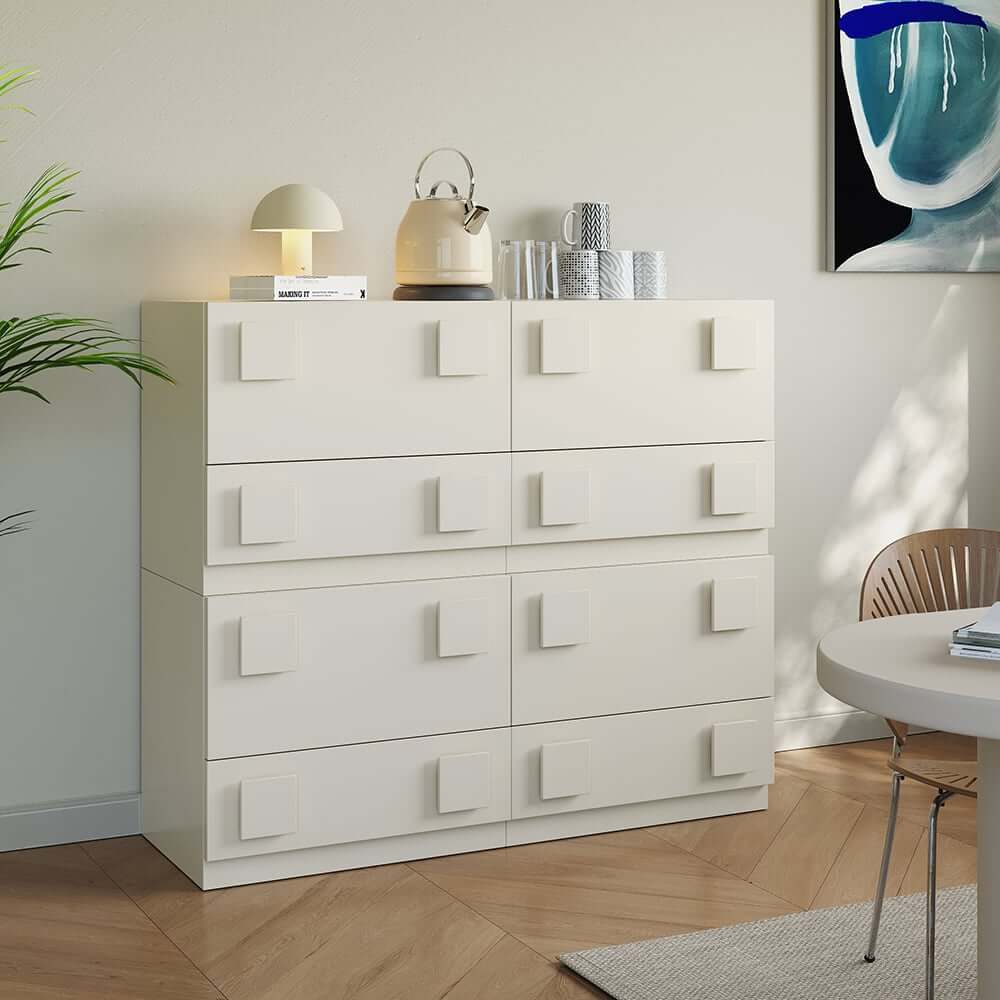 Modern Off-White TV Stand For 80"+ TVs With Doors